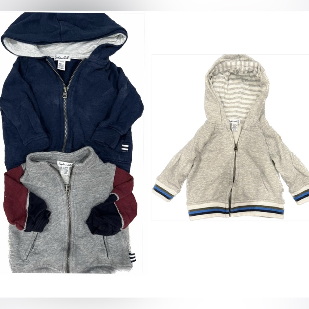 Bundle of 3- Splendid baby Zip Up Sweatshirts 3-6 months